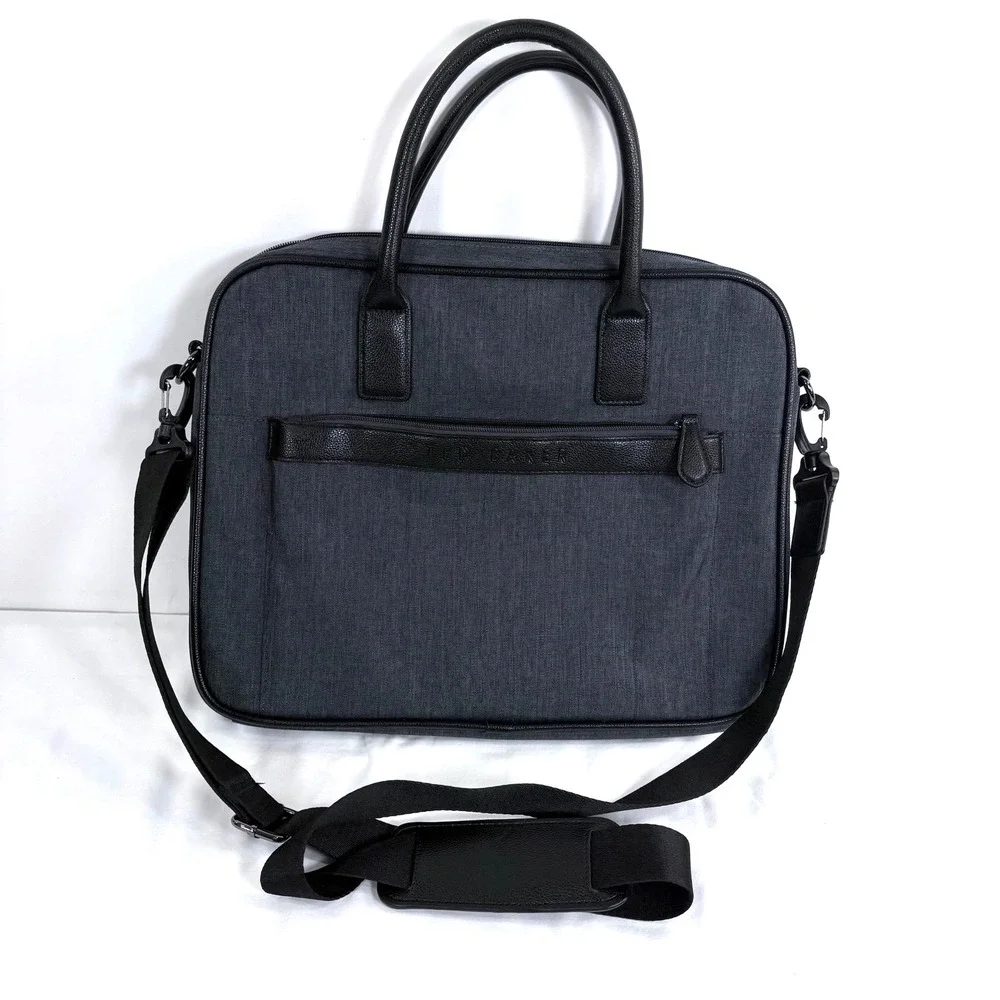 Ted Baker Document Bag Charcoal Grey Black Trim Laptop Briefcase XC8M MXB AIREES